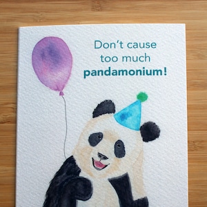 Biglietto di auguri di gioco di parole: non causare troppo pandamonium