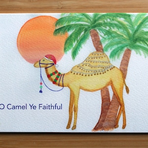Tarjetas de Navidad con juegos de palabras: O Camel ye Faithful