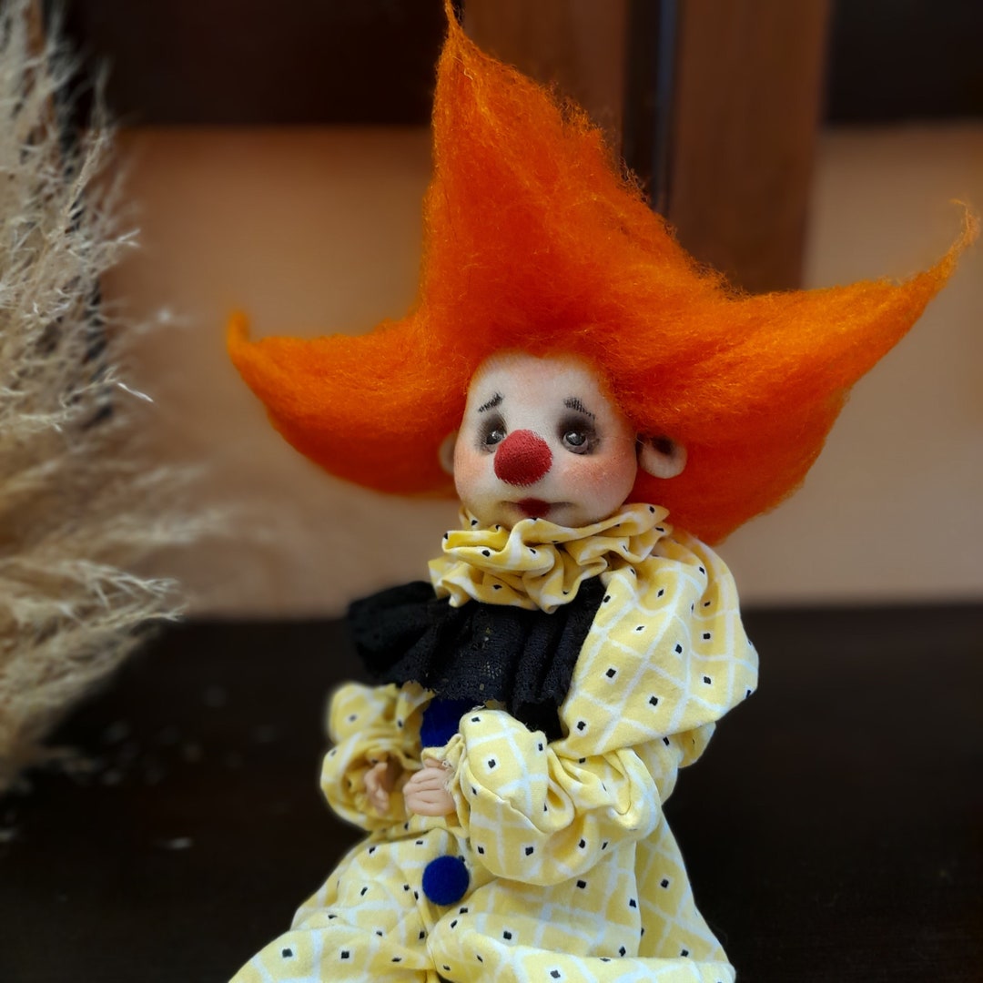 Clown Doll Textile Doll Handmade Doll Gift for Mom Gift for Etsy