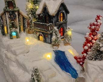 Handmade Christmas Lantern in the Village Christmas Village Houses Seasonal Decor Urban Christmas