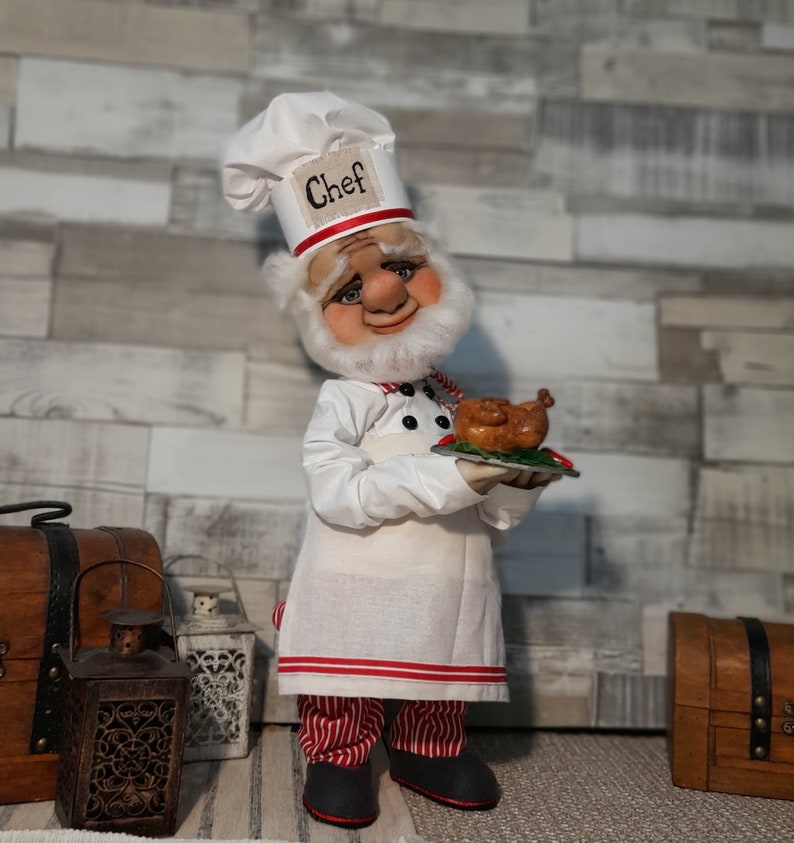 Chef With Fried Chicken Interior Textile Doll Handmade Gnome Cook ...