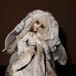 Ghost Bride Handmade Illuminated Doll Halloween Doll Monster OOAK Doll Horror Doll