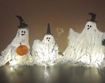 Ghost Family-poppen Handgemaakte Halloween-poppen Halloween-decoratie Drie geesten