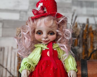 Handmade doll Strawberry Textile doll OOAK Art doll Collectible doll Fairytale character Beautiful doll