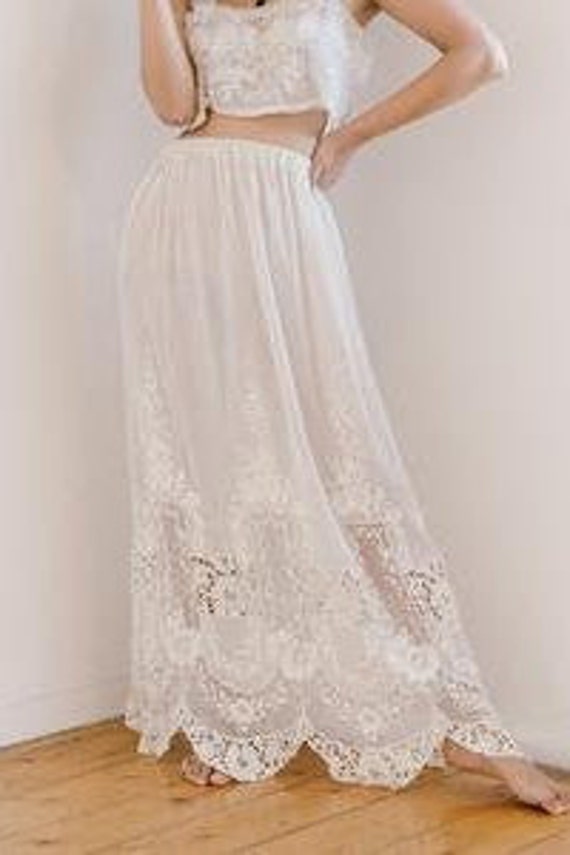 Antique 1900s Edwardian tambour silk and filet lac