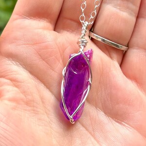 Purple Aura Quartz Crystal Necklace, Iridescent Purple Quartz Pendant, Aura Quartz Jewelry, gift ideas, handmade