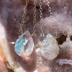 Angel Aura Quartz Crystal Necklace, Dainty Aura Quartz Necklace, Gold Filled, Gift for her, Angel Aura Quartz Jewelry
