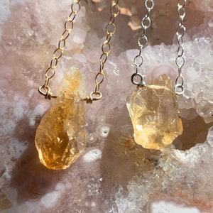 Raw Citrine Crystal Layering Necklace, Dainty Citrine Necklace, Gold Filled, Gift for her, Prosperity Necklace, Natural Citrine Jewelry