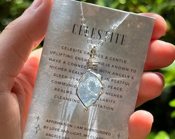 Ciondolo In Pietra Naturale Celestite/Celestina Grezza - Gemma Naturale, Per Collezionisti O Gioielli Fai-da-te - Foto 12