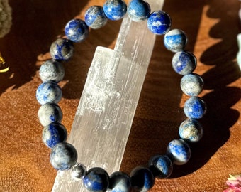 Natural Lapis Lazuli Gemstone Bracelet,  Stretchy Crystal Bracelet, High Quality Gemstone Bracelet, Throat Chakra, Gift, Crystal Jewelry