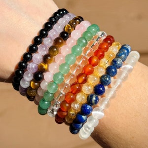 Natural Gemstone Bracelet, 6mm Beads, Stretchy Crystal Bracelet, High Quality Gemstone Bracelet, Gift, Crystal Jewelry, Chakra Jewelry