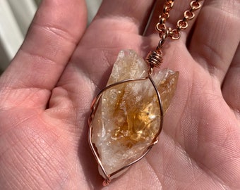 Raw Citrine Crystal Necklace, November Birthstone, Prosperity Necklace, Small Citrine necklace, handmade, natural citrine jewelry, gift