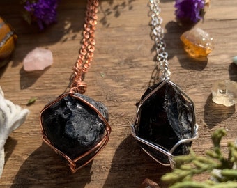 Apache Tears Crystal Necklace, Rough Apache Crystal, Black Crystal Necklace, Comforting, handmade, natural apache tears jewelry, gift