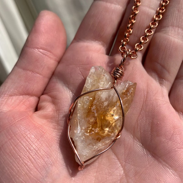 Raw Citrine Crystal Necklace, November Birthstone, Prosperity Necklace, Small Citrine necklace, handmade, natural citrine jewelry, gift