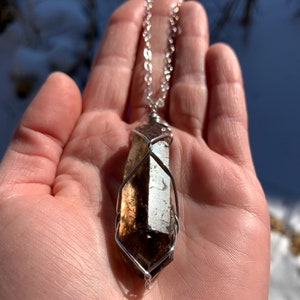 Long Smokey Quartz Pendant, Large Smokey Quartz Wand, High Quality, Protective Necklace, grounding stone, Gift for him, unique, birthday