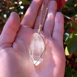 Large Clear Quartz Crystal Necklace, pure copper, clear quartz point, powerful stone, handmade, clear quartz pendant, quartz jewelry, gift