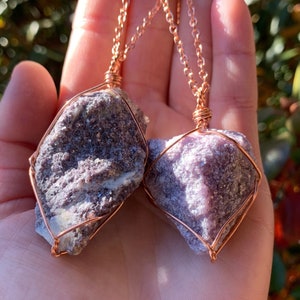 Large Lepidolite Crystal Necklace, raw crystal, natural stone, lepidolite pendant, lepidolite jewelry, purple crystal, meditation