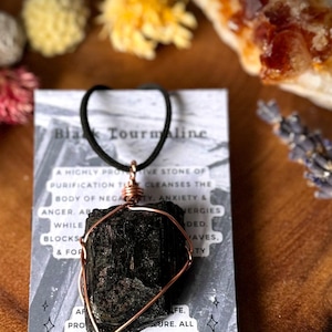 Black Tourmaline Crystal Necklace, High Quality Tourmaline, rough tourmaline, black tourmaline pendant, black tourmaline jewelry, gift