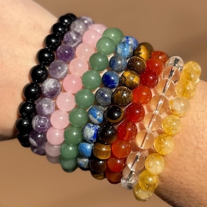 Natural Gemstone Bracelet, 8mm Beads, Stretchy Crystal Bracelet, High Quality Gemstone Bracelet, Gift, Crystal Jewelry, Chakra Jewelry
