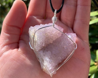 Raw Spirit Quartz Crystal Necklace, Cactus Quartz Jewelry