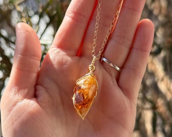 Raw Citrine Crystal Necklace, November Birthstone, Prosperity Necklace, Small Citrine necklace, handmade, natural citrine jewelry