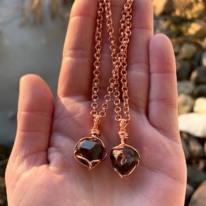 Raw Garnet Crystal Necklace, January Birthstone Necklace, handmade, garnet jewelry, crystal for grounding, garnet pendant, gift