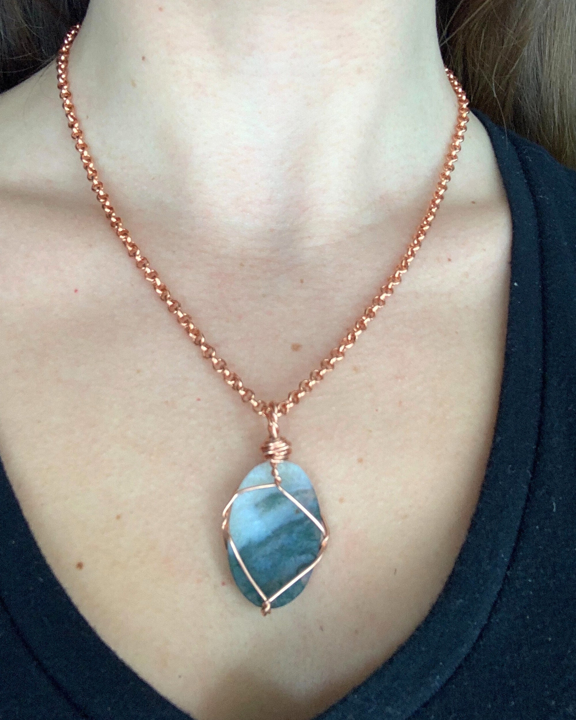 Moss Agate Crystal Necklace pure copper agate necklace | Etsy