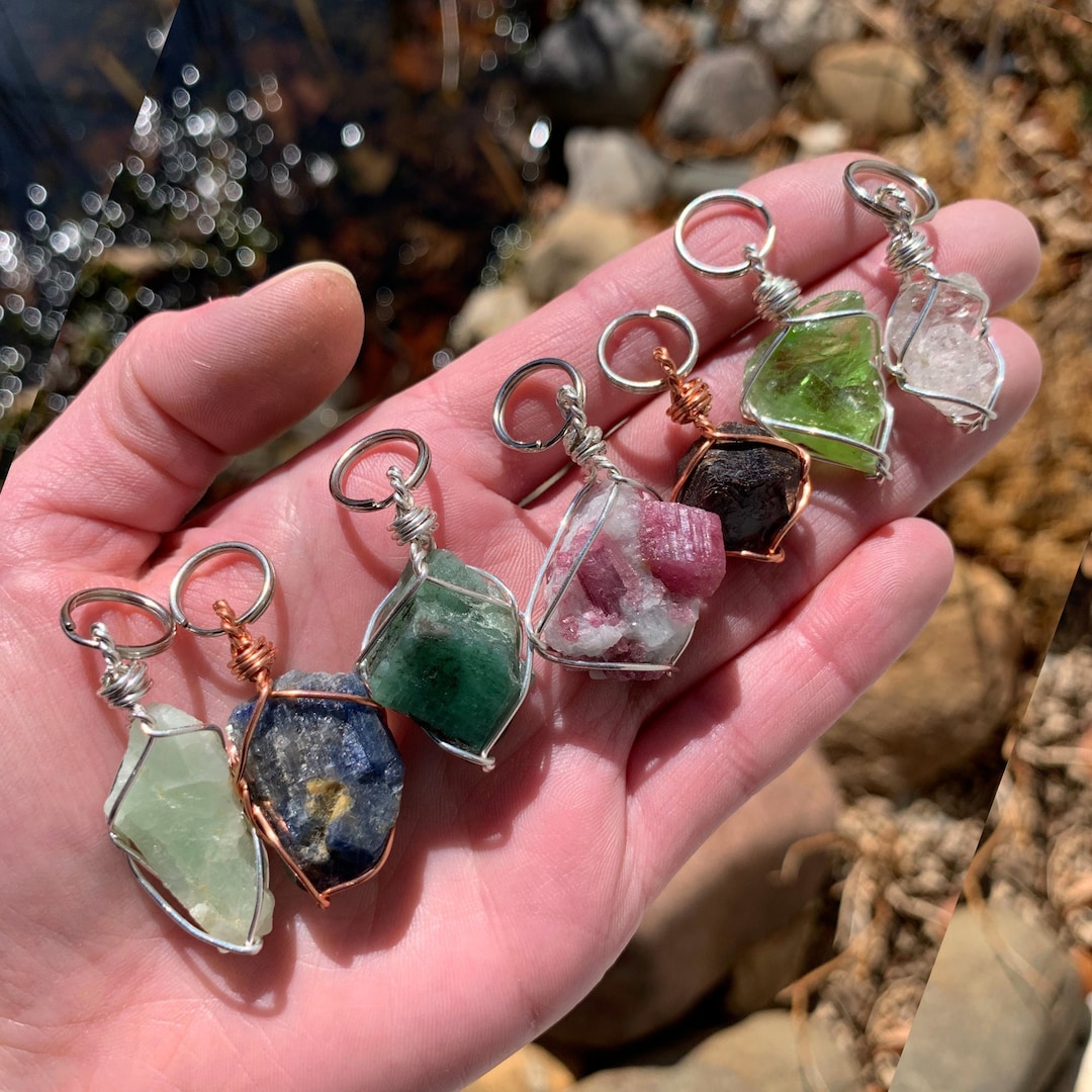 Birthstone Crystal Keychain Charm, Precious Stone, Raw Birthstone, Bag ...