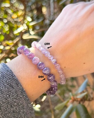 TOFBS Set 3 Bracciali Ametista Naturale: Ciondoli Stella, Luna E Ala – Gioielli Elastici Significativi