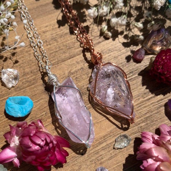Lilac Kunzite Crystal Pendant, Raw Kunzite, Premium Quality Kunzite, Kunzite Jewelry, Gift Ideas, Anniversary Gift, Handmade, Holiday Gift
