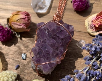 Amethyst Druze Geode Pendant, Large amethyst Necklace, Protection Crystal, anxiety, amethyst jewelry, Gift ideas, spiritual, gift for her