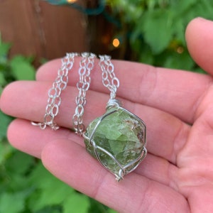 Medium Raw Peridot Necklace, Prosperity Necklace, heart chakra, natural peridot jewelry, abundance necklace, peridot pendant, gift for her image 7