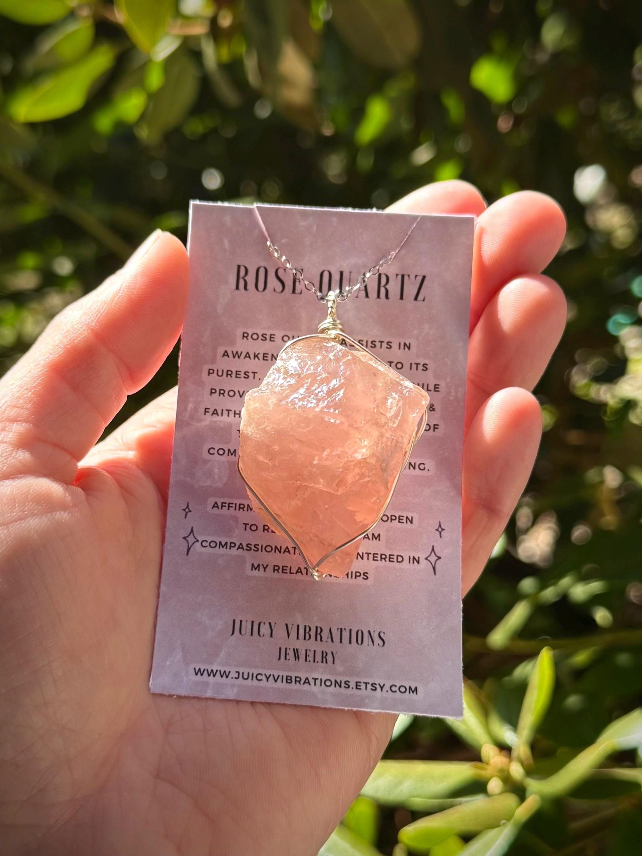 Rose Quartz Crystal Necklace, Stone of Love, Rose Quartz Stone