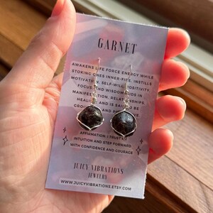 Raw Garnet Earrings, January Birthstone, Natural Crystal, Dangle Earrings, Garnet earrings, garnet jewelry, dangly earrings, gift for her