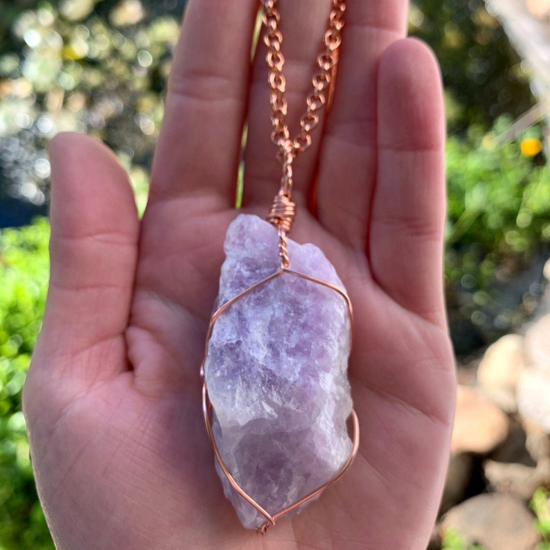 Raw Amethyst Crystal Necklace Anxiety Relief Protection Etsy