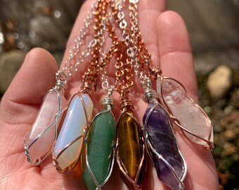 Natural Gemstone Necklace, Double Terminated, Crystal Point