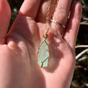 Green Calcite Crystal Necklace, Raw green calcite, handmade, natural green calcite jewelry, green crystal pendant, gift for her, bridesmaid