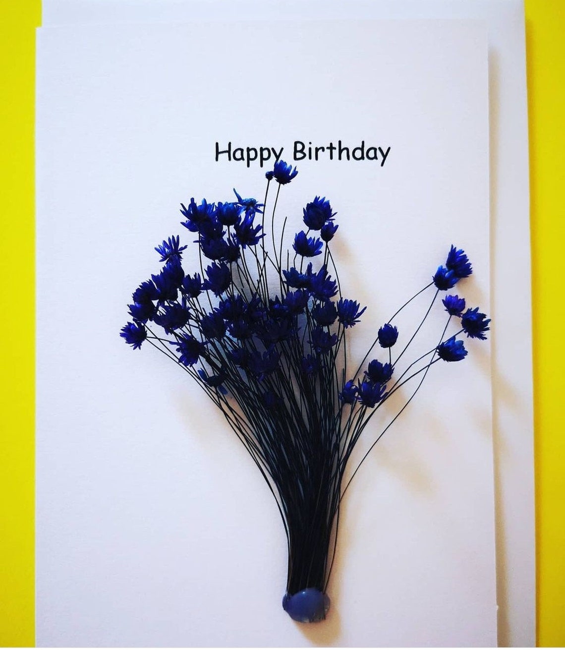 Handmade Birthday Card Dried Flowers Flower Bouquet Happy Etsy