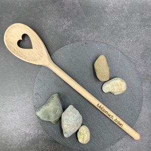 Personalized wooden cooking spoon with heart, kitchen accessories kitchen helper, gift for mom, wooden risotto spoon, Valentine's Day