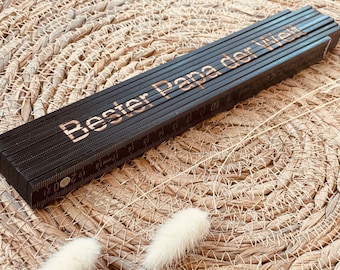 Folding rule made of wood personalized black lacquered, meter stick with your desired text, beech wood, nature, gift idea, gift Valentine's Day