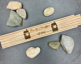 Folding rule made of wood personalized with name, as a gift for moving in or building a house, natural colors, beech wood, builder, builders, Valentine's Day