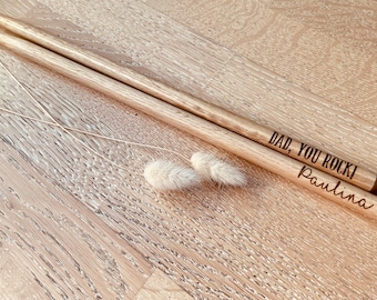 Drumsticks 5A aus Ahornholz  personalisiert mit Wunschtext, Geschenk für Mama und Papa Oma Opa, Geschenk für Musiker, Weihnachtsgeschenk