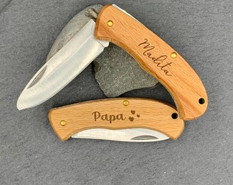 Personalized carving knife, pocket knife, children's pocket knife individualized with engraving