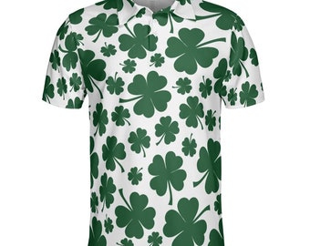 Irish Clover Polo Shirts For Men, Funny Golf Shirts, Saint Patrick's Day Polo Golf Shirts, Mens Polo, Lucky Golf Polo, Gift for Him