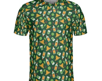 Men's Cinco De Mayo Green Limes Polo Shirt, Golf Shirt Moisture Wicking Short Sleeve Polo Shirt, Mens Polo, Fiesta Polo, Gifts for Him