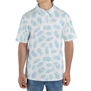 Summer Beach Palm Golf Shirt Moisture Wicking Short Sleeve Polo Shirts for Men, Mens Polo, Gifts for Him, Dad Gift, Mens Tshirts, Golf Gift