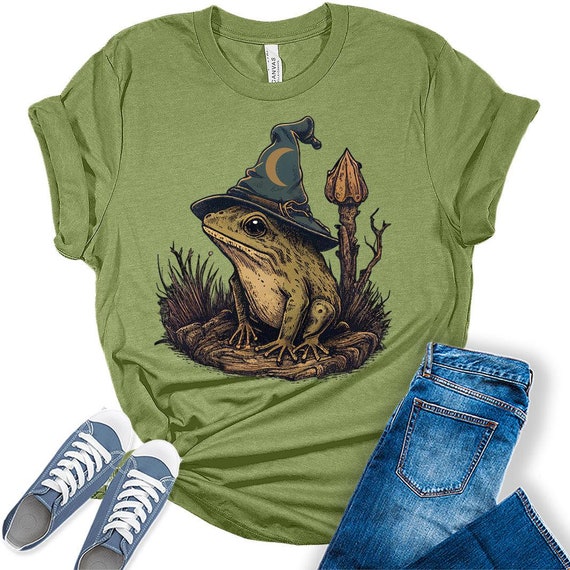 Frog Shirt Womens Cottagecore Wizard Frog Shirts Cute Clothes