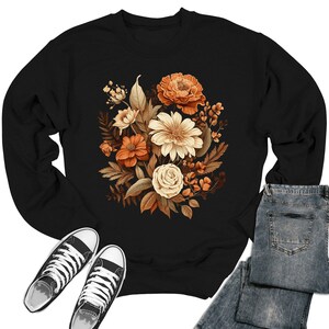Women&#39;s Floral Crewneck Sweatshirt, Cottagecore Sweatshirt, Trendy Summer Crewneck, Cute Flower Sweatshirt, Gifts for Her, Vintage Crewneck