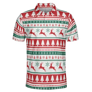 Ugly Christmas Polo Shirts for Men Moisture Wicking Short Sleeve Golf Shirt, Mens Polo, Gifts for Men, Dad Gift, Men Polo, Holiday Gift