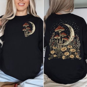 Floral Moon Mushroom Crewneck Sweatshirt: Nature Lover Gift